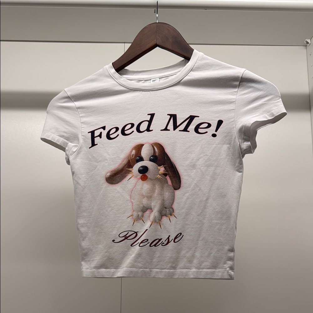 No Dress ‘Feed Me! Please’ crop tee